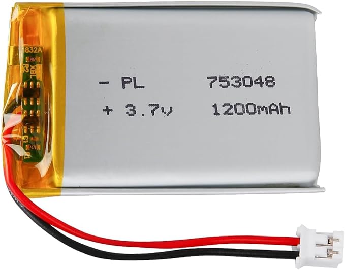 Hosifiy 3.7V 1200mAh Lipo-Akku 753048 Lithium Polymer mit 2P-PH-Anschluss für Bluetooth-Lautsprecher & Elektronik