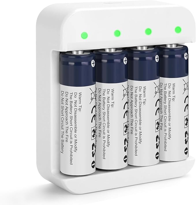 Wowpower 2024 AA Akkus 4er Pack Lithium-Ionen 1,5V 3600mWh mit Schnellladung für Blink Kamera, Xbox und Spielzeug