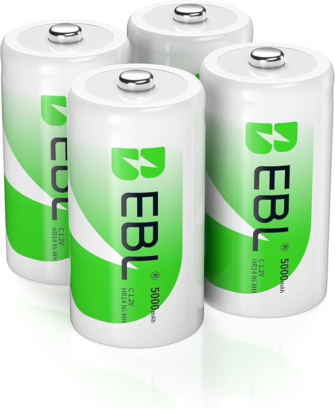 Nein Auslaufartikel (Produktion durch EBL C Akku 5000mAh 4er Pack - 1,2V Ni-MH wiederaufladbare Batterien mit Aufbewahrungsbox, hohe Kapazität für Geräte mit hohem Stromverbrauch