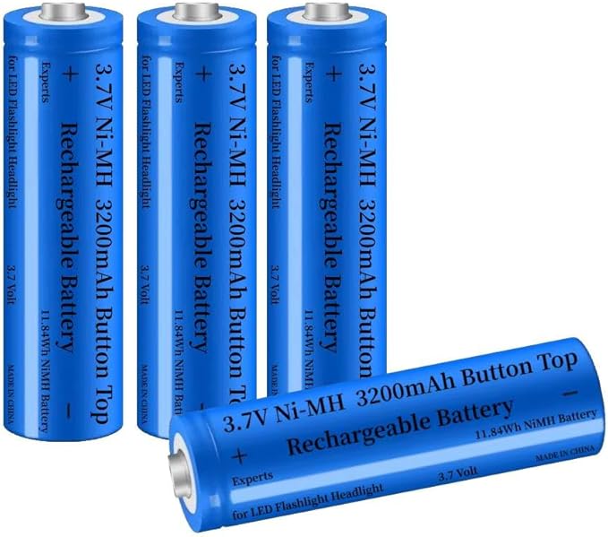 Minifun LLC 4 Stück 3200mAh Ni-MH Akku 3,7V Knopfleiste wiederaufladbar für Taschenlampe, Türklingel, LED Stirnlampe, Mini-Lüfter – 2025