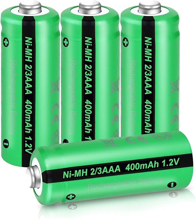 PKCELL 2/3AAA NiMH Akku 1.2V 400mAh wiederaufladbar für Solarlampen, Gartenleuchten, Digitalkameras - 4 Stück (kürzer als AAA) – NIMH