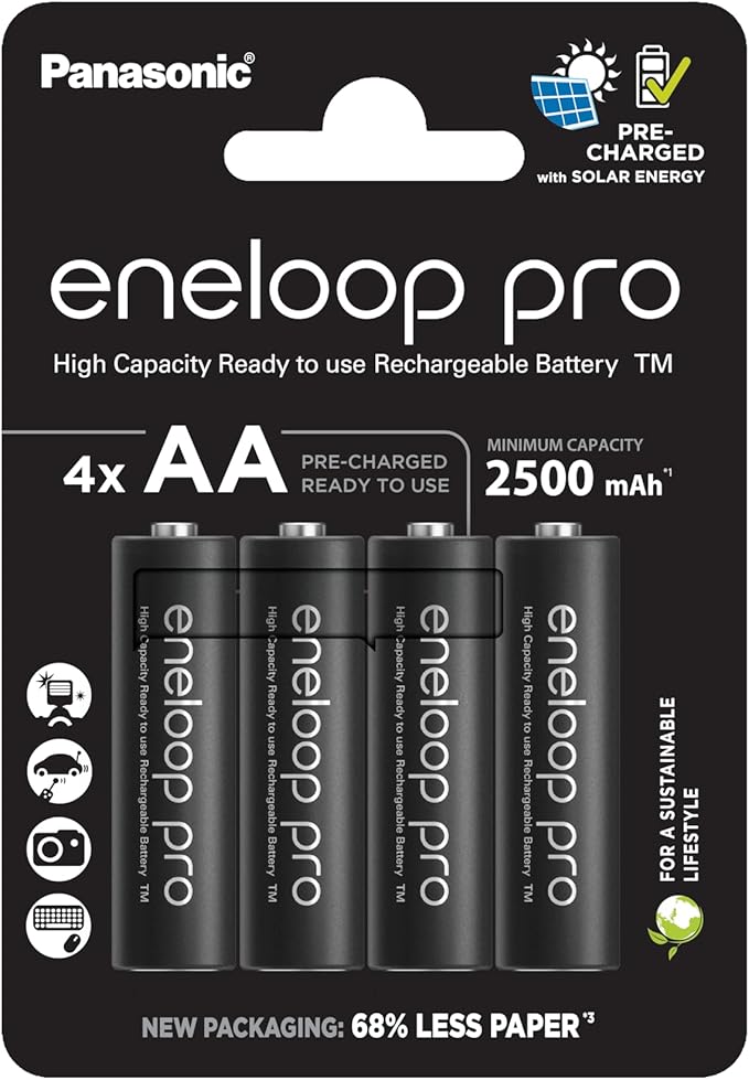 Panasonic eneloop pro AA Mignon Akku 4er-Pack 2500 mAh Ready-to-Use bis 500x wiederaufladbar – 3HCDE
