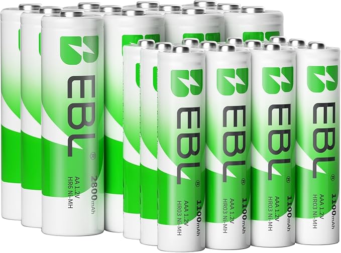 Nein Auslaufartikel (Produktion durch EBL AA AAA Akku Pack 24 Stück (12x 2800mAh AA + 12x 1100mAh AAA) 1,2V NI-MH wiederaufladbare Batterien 2019