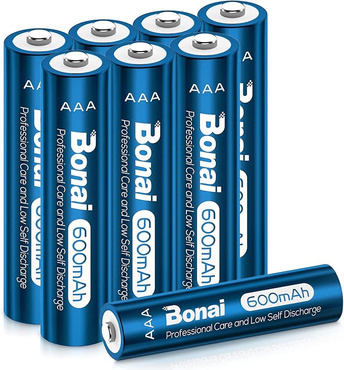 Nein Auslaufartikel (Produktion durch BONAI AAA Akku 600mAh 8 Stück - Wiederaufladbare Ni-MH Batterien 1,2V für Solarleuchten Garten mit geringer Selbstentladung
