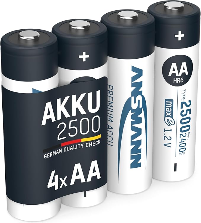 Ansmann AA Akku 2500 mAh NiMH 1,2V (4er Pack) wiederaufladbar mit maxE Technologie für geringe Selbstentladung – 2016