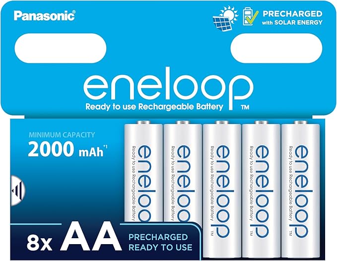 PANASONIC eneloop AA Mignon Akku 8er-Pack, 2000 mAh, 2100x wiederaufladbar, Ready-to-use, plastikfrei – 3MCDE
