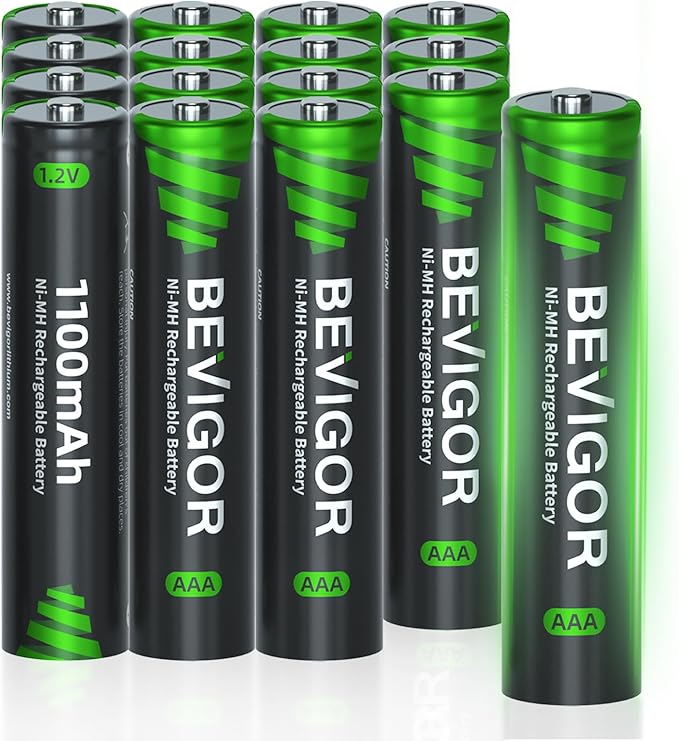 GUANGZHOU NICE BATTERY TECHNOLOGY CO., LTD BEVIGOR AAA 1100mAh 1.2V NiMH Akkubatterien, 16 Stück vorgeladen, wiederaufladbar mit hoher Kapaz