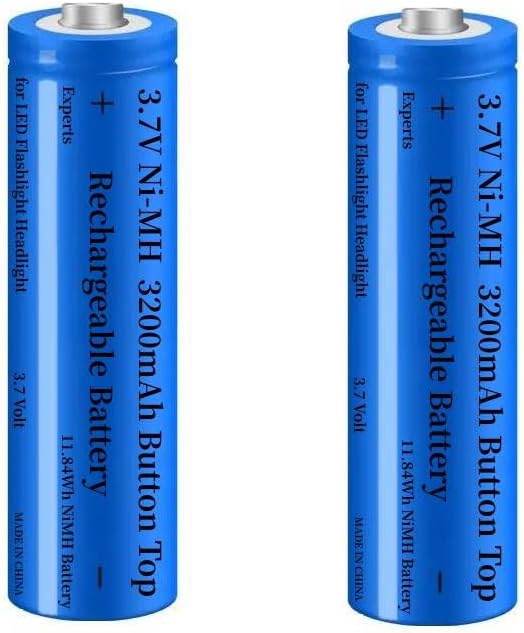 2 Pack Akku 3200mAh NI-MH 3.7V, NiMH 3200mAh Akkus, Knopfleiste Wiederaufladbarer Batterie für Taschenlampe,Kleinen Lüfter,Türklingel,LED Stirnlampe,Mini-Lüfter,Größe:18mm * 67mm / 0.7in * 2.63in