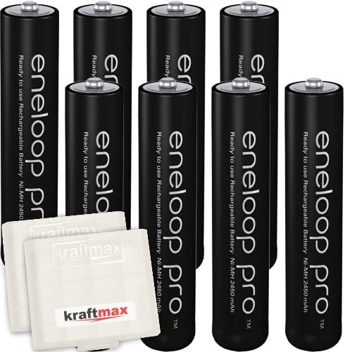kraftmax 8er Pack Panasonic Eneloop PRO XX AAA Akkus 950 mAh mit Kraftmax Akkubox V5 - 500 Ladezyklen, geringe Selbstentladung – 40512870473
