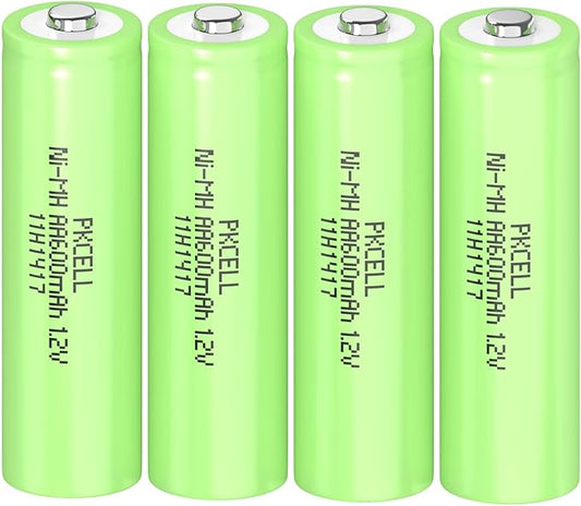 PKCELL AA Akkus wiederaufladbar 1,2V 600mAh Ni-MH für Solarlampen, Spielzeug, 4er Pack – NIMH