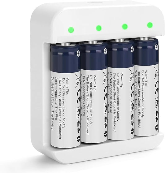 Wowpower 2024 AA Akkus 4er Pack Lithium-Ionen 1,5V 3600mWh mit Schnellladung für Blink Kamera, Xbox und Spielzeug