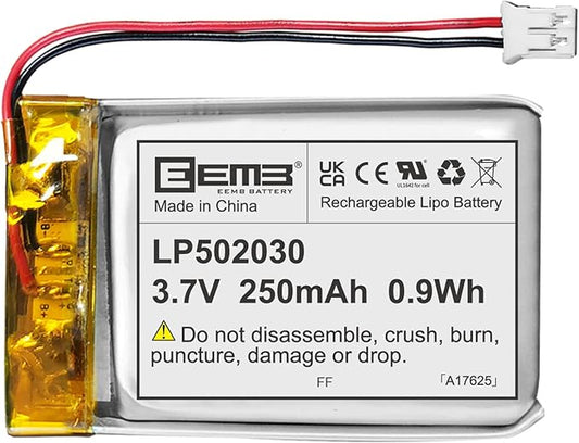 EEMB Lithium Polymer Akku 3,7V 250mAh 502030 mit JST-Anschluss für VXI Blue Parrott – Wiederaufladbarer Lipo-Akku – LP502030-PCM