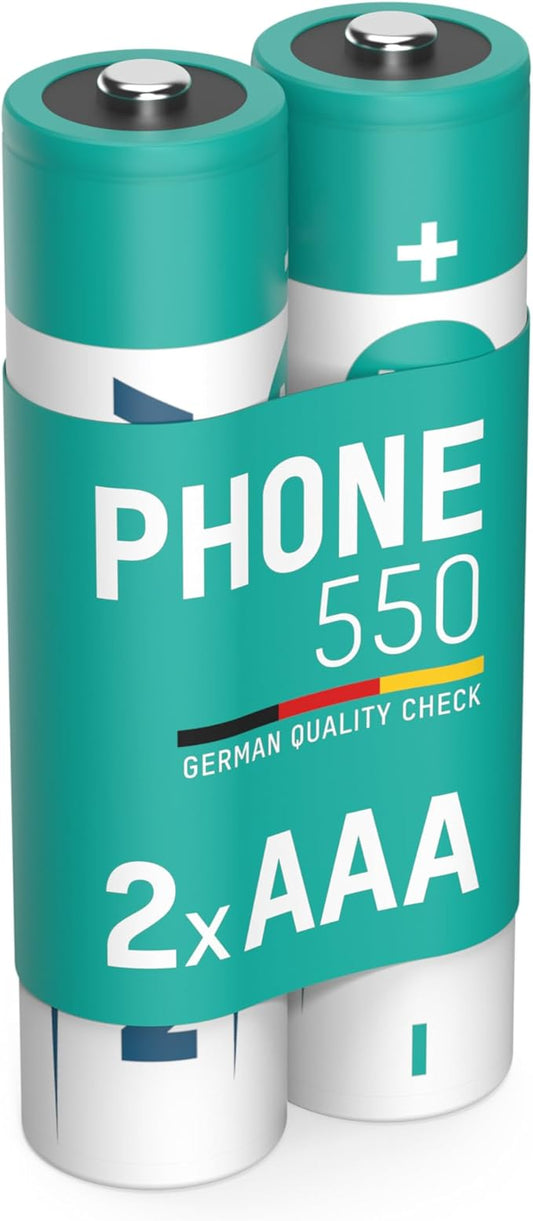ANSMANN Akku AAA Micro 550 mAh 1,2V NiMH für Schnurlostelefone, 2 Stück, wiederaufladbar mit geringer Selbstentladung maxE – 5035523