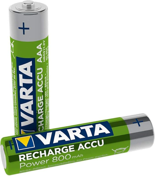 Varta Consumer Batteries Akku, NiMH Longlife, Micro (AAA/HR03) 800 mAh, 1,2 Volt, 2 Stück, wiederaufladbar ohne Memory-Effekt – 56703101402