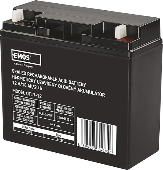 EMOS (EMOS5) 12V 18Ah AGM Bleiakku B9655 für Notbeleuchtung, Alarmsysteme & USV - 181x77x167 mm