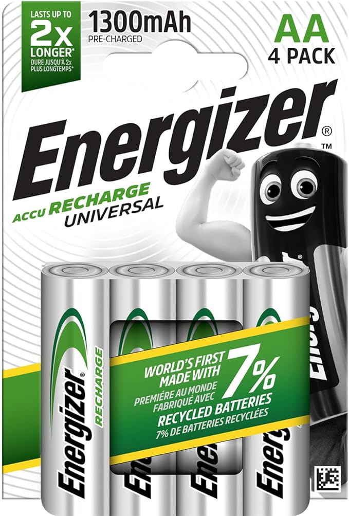 Energizer AA-Akkus wiederaufladbar 4er Pack 1300 mAh NiMH bis zu 1000x aufladbar 2024 – 2018
