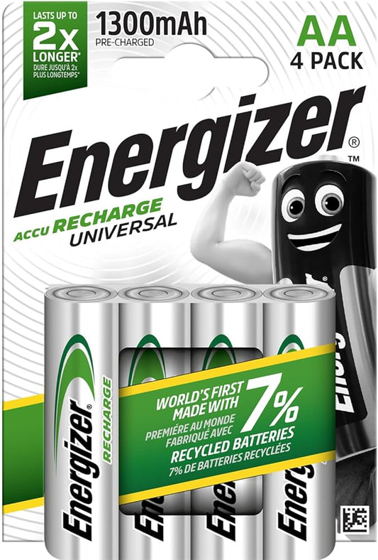 Energizer AA-Akkus wiederaufladbar 4er Pack 1300 mAh NiMH bis zu 1000x aufladbar 2024 – 2018