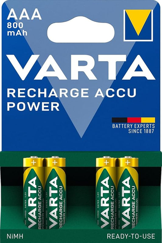 VARTA RECHARGE ACCU Power AAA 800mAh Blister 4er-Pack Akkus 56703101404