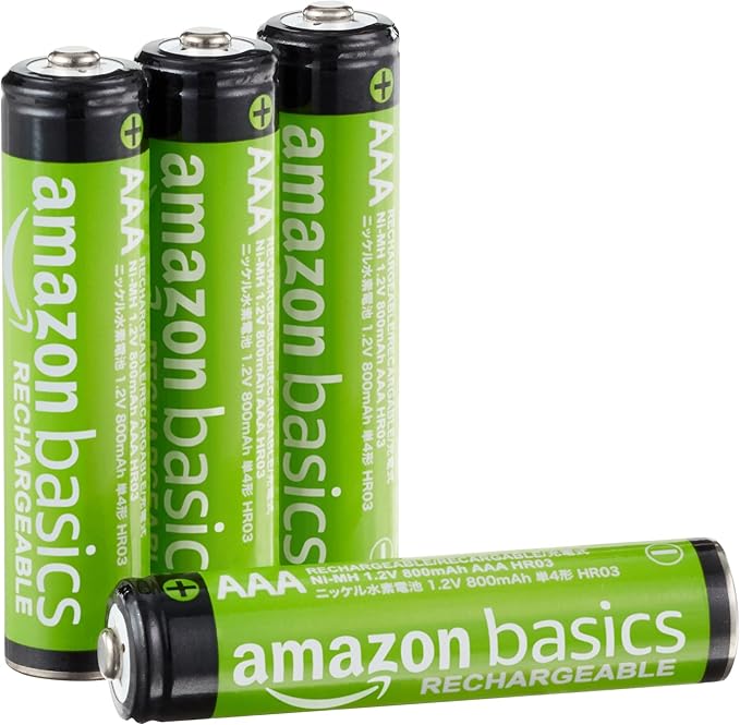 Amazon Basics AAA-Akkus 4er-Pack, 800 mAh, bis zu 1000x wiederaufladbar, vorgeladen – 4UTG-AMZN