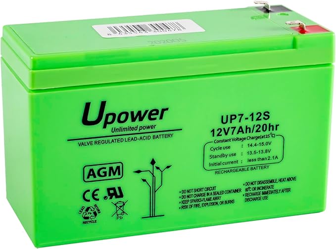 Master U-Power AGM-Batterie 7Ah 12V - Wartungsfreie Blei-Säure-Akku für Alarmsysteme & Notfallsysteme