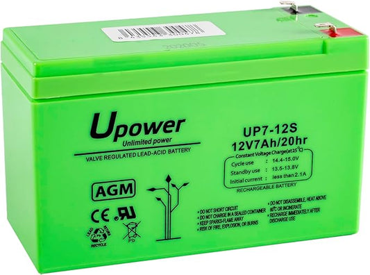 Master U-Power AGM-Batterie 7Ah 12V - Wartungsfreie Blei-Säure-Akku für Alarmsysteme & Notfallsysteme