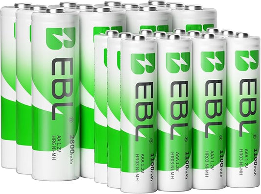 Nein Auslaufartikel (Produktion durch EBL AA AAA Akku Pack 24 Stück (12x 2800mAh AA + 12x 1100mAh AAA) 1,2V NI-MH wiederaufladbare Batterien 2019