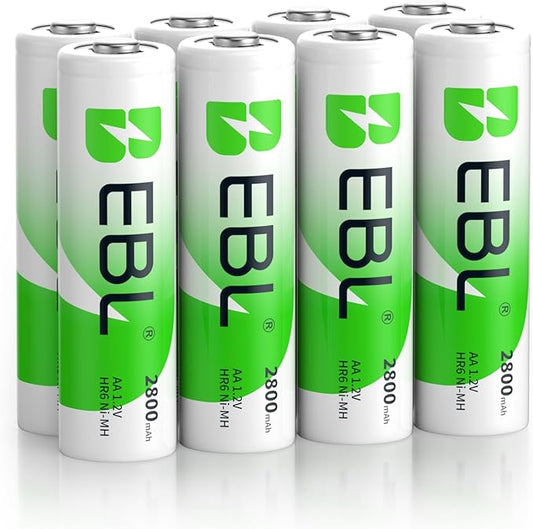 Nein Auslaufartikel (Produktion durch EBL AA Akku 2800mAh 8 Stück - Mignon wiederaufladbare Batterien NI-MH, geringe Selbstentladung mit Staubkasten