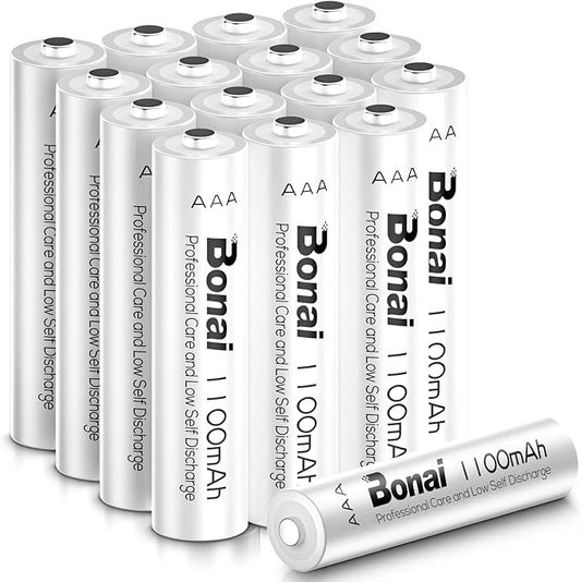 Nein Auslaufartikel (Produktion durch BONAI AAA Akku 1100mAh 16 Stück wiederaufladbare Batterien NI-MH Micro Akkubatterien HR03 geringe Selbstentladung