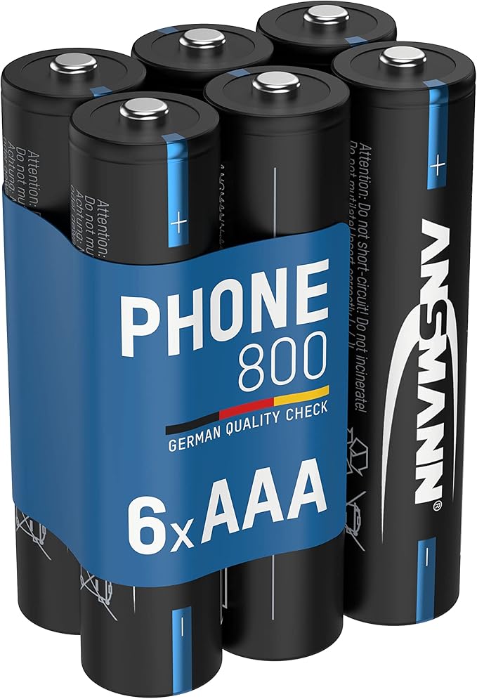 Ansmann AAA Akkus 6er Pack 1321-0013-590 – Schnellladefähig, 1000 Ladezyklen, Kein Memory-Effekt, für DECT- und Schnurlostelefone