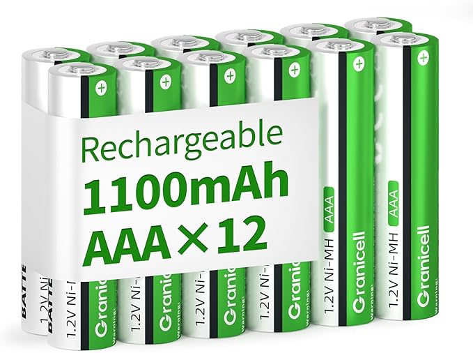 ZHUHAI TOP BATTERY CO.,LTD ZHUHAI TOP BATTERY AAA Akkus 1100 mAh, 12er Pack, 1500 Zyklen, niedrige Selbstentladung, NiMH