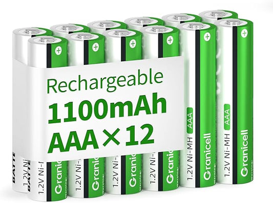 ZHUHAI TOP BATTERY CO.,LTD ZHUHAI TOP BATTERY AAA Akkus 1100 mAh, 12er Pack, 1500 Zyklen, niedrige Selbstentladung, NiMH