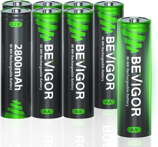 GUANGZHOU NICE BATTERY TECHNOLOGY CO., LTD BEVIGOR AA Akkubatterien 2800mAh NiMH wiederaufladbar 8 Stück vorgeladen mit geringer Selbstentla