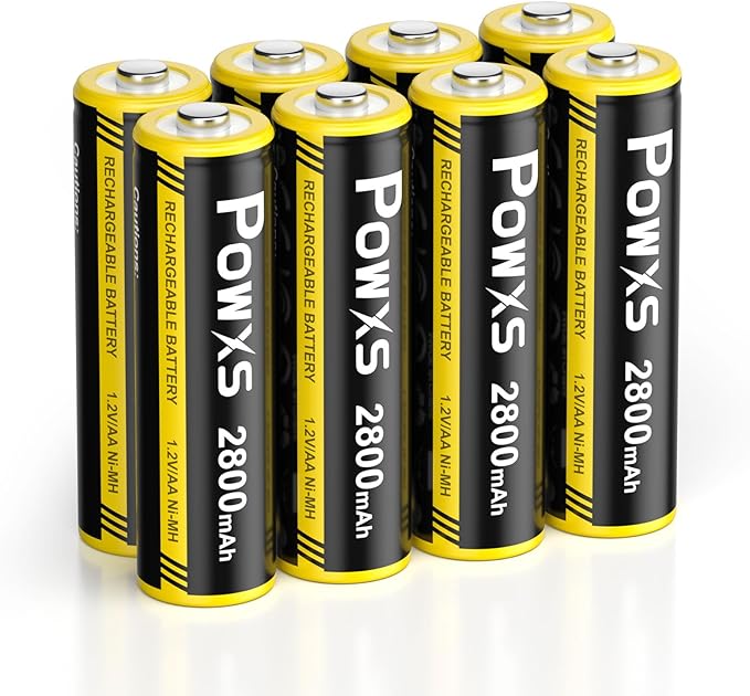 POWXS AA-Batterien Wiederaufladbar 2800mAh 8 Stück - AA Akku NIMH Selbstentladung Hohe Kapazität, 1,500 Zyklen 1,2v Geringe Ohne Memory Effekt Aufladbare Batterien