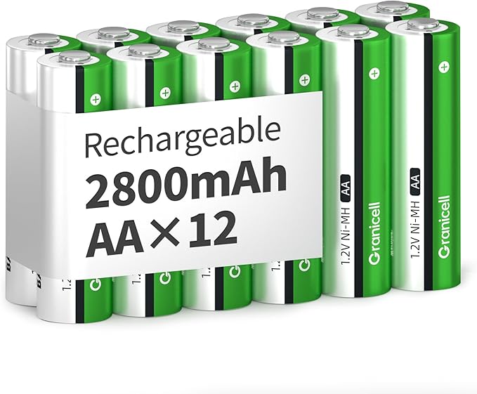ZHUHAI TOP BATTERY CO.,LTD ZHUHAI TOP BATTERY Granicell AA Akku 2800 mAh NiMH wiederaufladbar, 12er Pack, hohe Kapazität, 1500 Zyklen, 1.2V