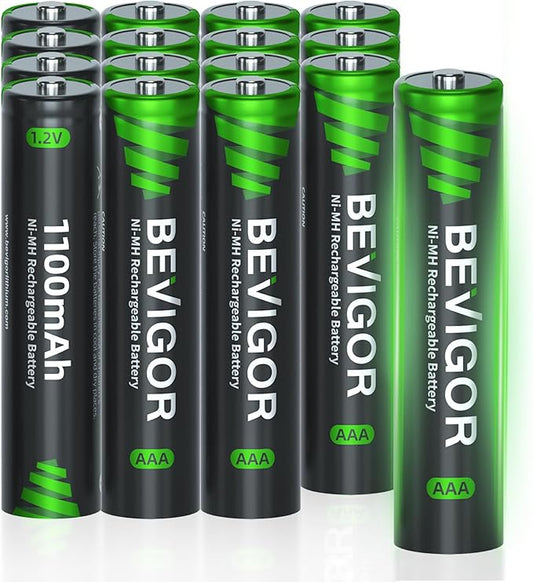 GUANGZHOU NICE BATTERY TECHNOLOGY CO., LTD BEVIGOR AAA 1100mAh 1.2V NiMH Akkubatterien, 16 Stück vorgeladen, wiederaufladbar mit hoher Kapaz