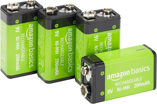 Amazon Basics 9V NiMH Akkus 200 mAh, wiederaufladbar bis 1000x, vorgeladen, 4er-Pack – COR00003