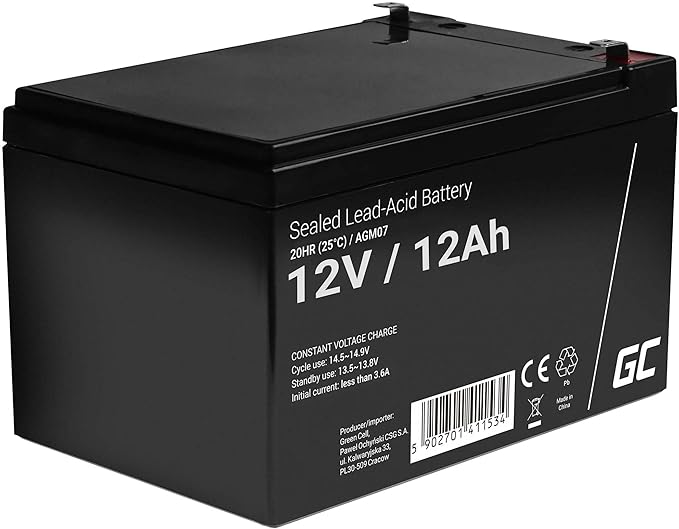 Green Cell AGM07 12V 12Ah Akku VRLA Blei-Batterie Gelakku für Spielzeug, Kinder-Quad, Alarm und Notstrom
