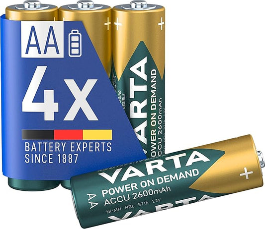 Nein Auslaufartikel (Produktion durch VARTA AA Akkus 4er Pack, wiederaufladbar, 2600 mAh, Ready2Use, sofort einsatzbereit, ohne Memory-Effekt