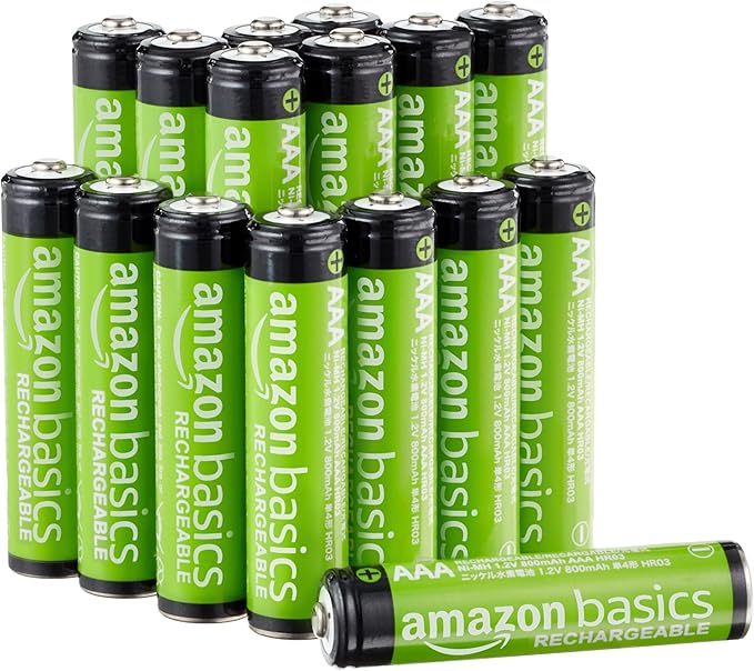 Amazon Basics 16er-Pack AAA-NiMH-Akkus 800 mAh, vorgeladen, bis zu 1000x wiederaufladbar – 85AAAHCB