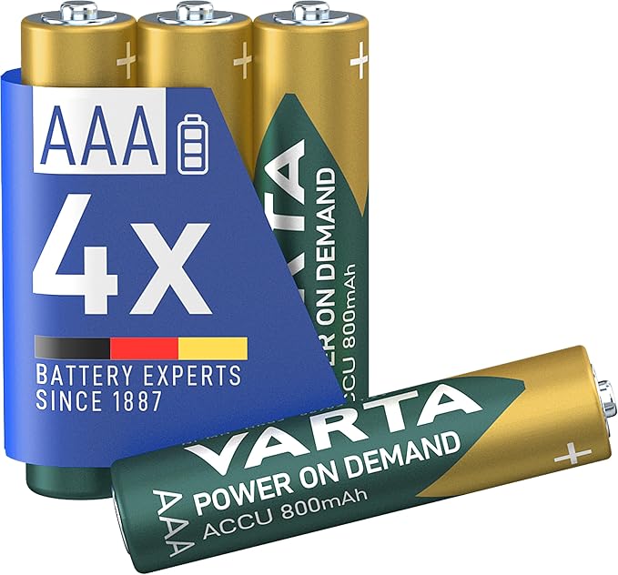 Nein Auslaufartikel (Produktion durch VARTA AAA Akkus wiederaufladbar 4er Pack 800 mAh Ni-MH Micro Batterien sofort einsatzbereit – 56703