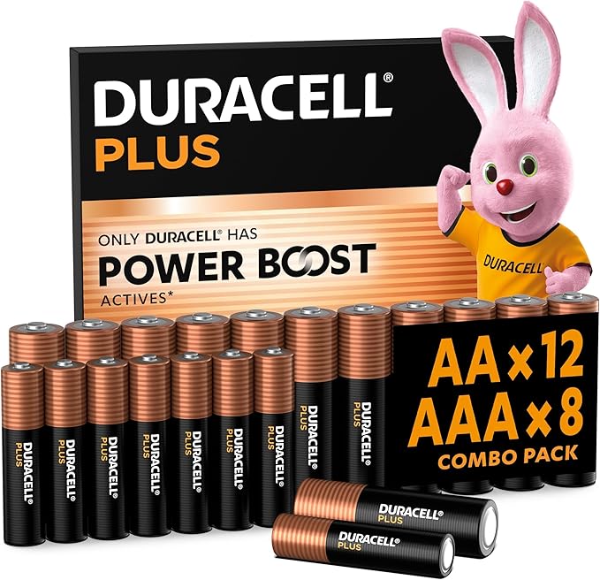 Duracell Plus AA & AAA Alkaline-Batterien (12xAA + 8xAAA) – 1,5 V, Power Boost Actives, bis zu 150 % längere Lebensdauer – 5020124