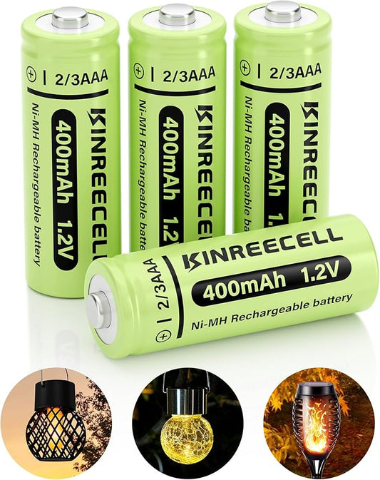 KINREECELL 2/3AAA 400mAh Ni-MH Akku 4er Pack, wiederaufladbar mit geringer Selbstentladung für Solarleuchten